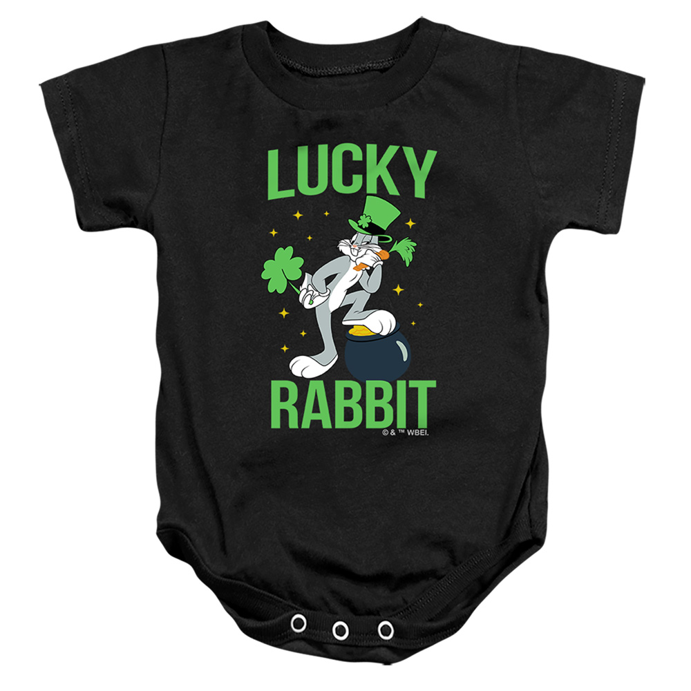 LT10056SPD-SS-3 Looney Tunes Bugs Bunny St. Patricks Lucky Rabbit Infant Snapsuit, Black - Large - 18 Month
