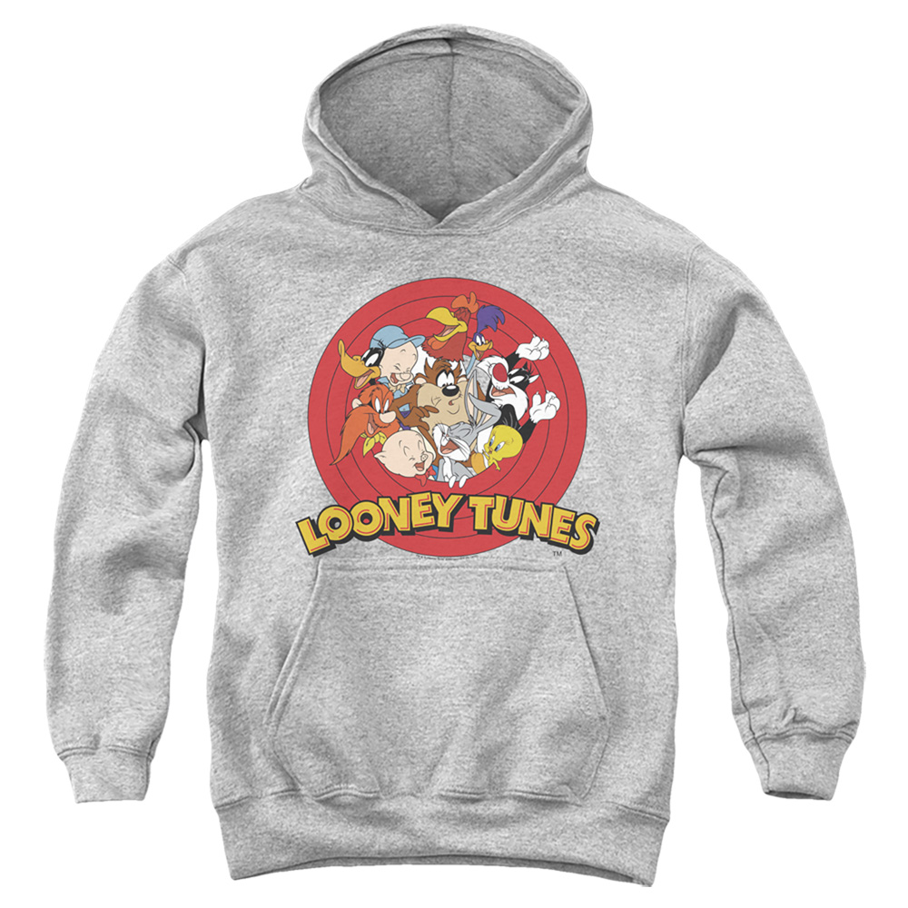 LT245-YFTH-2 Looney Tunes Group Youth Hooded Sweatshirt, Athletic Heather - Medium
