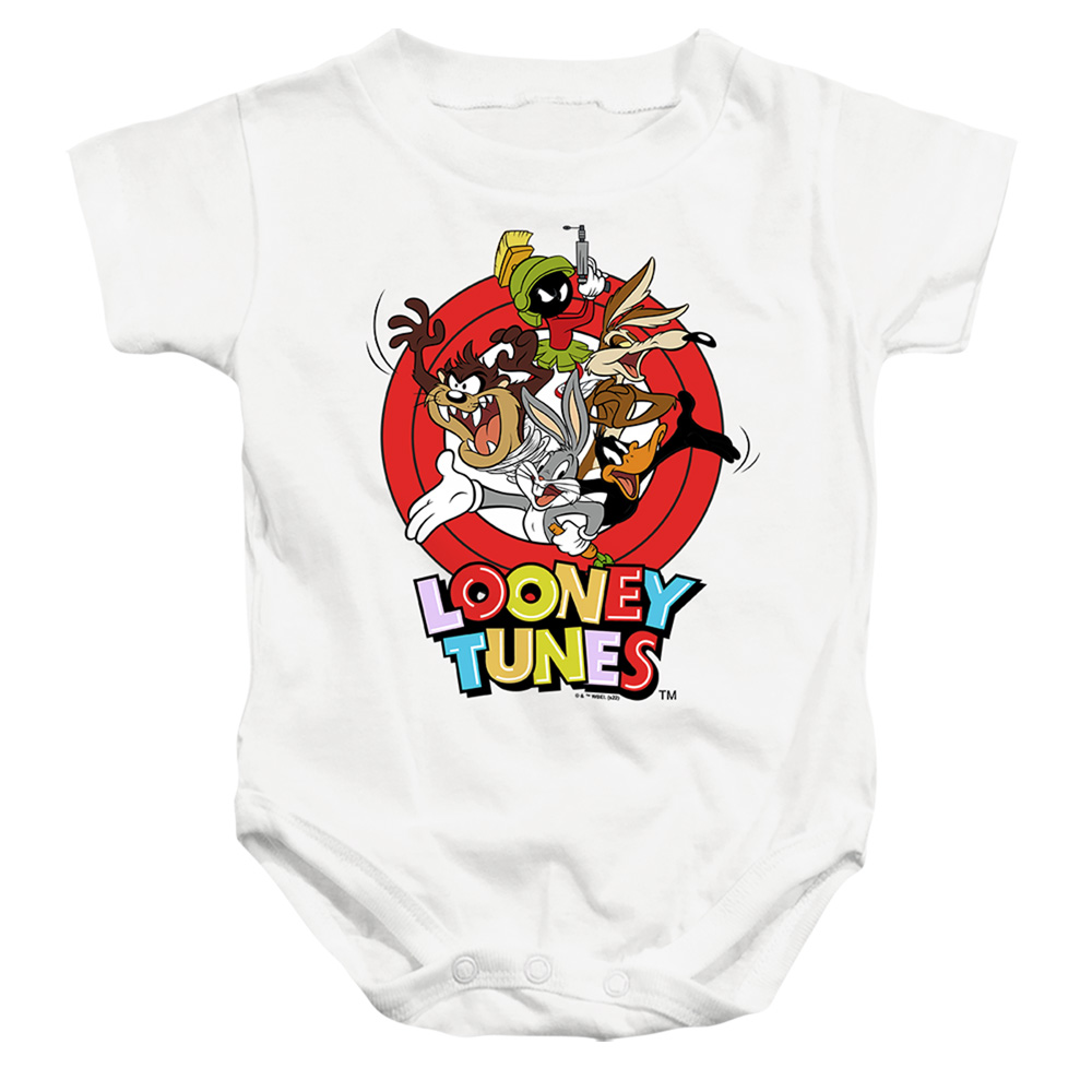 LT683-SS-3 Looney Tunes Group Characters Infant Snapsuit, White - Large - 18 Month