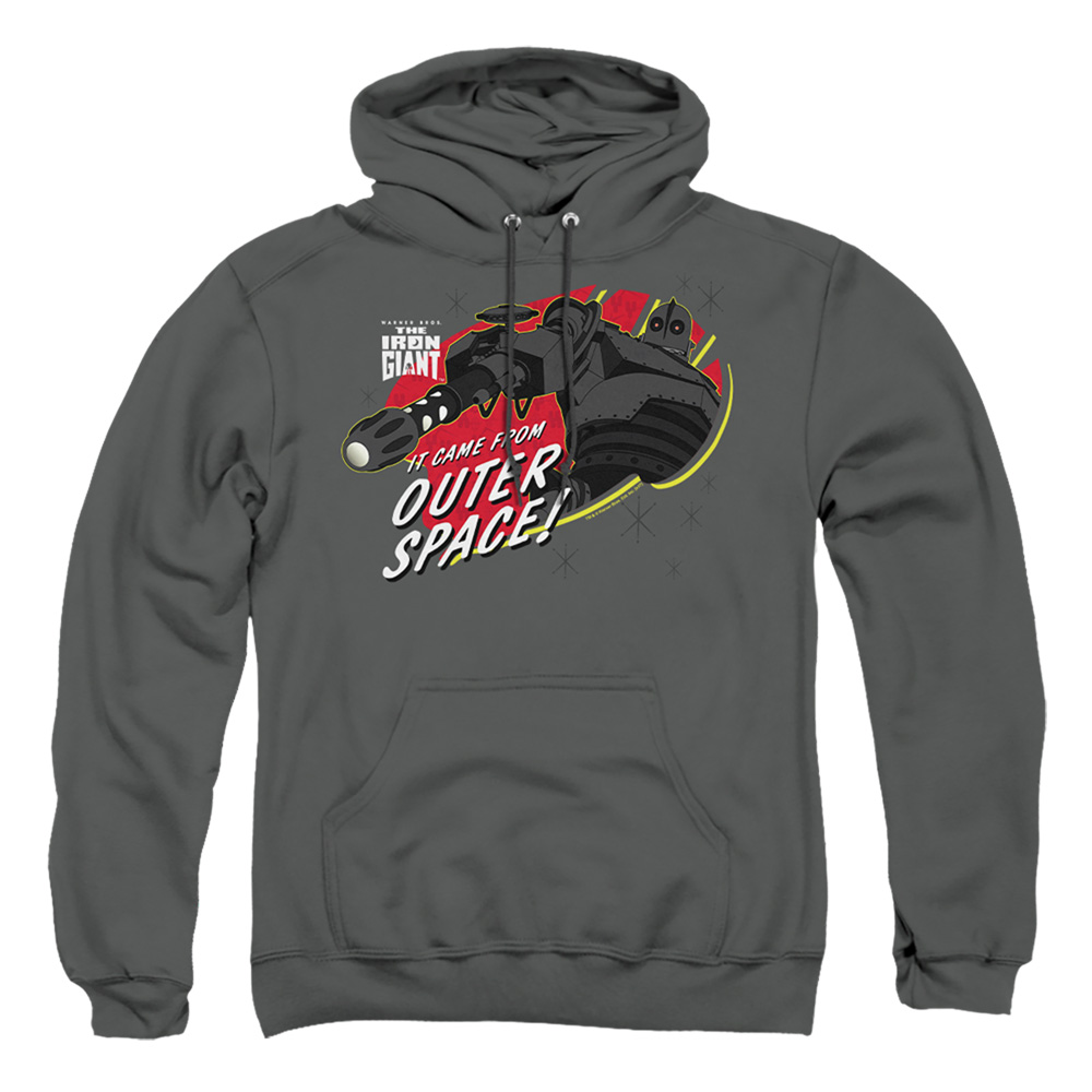 WBM211-AFTH-4 Iron Giant Outer Space Adult Pullover Hoodie, Charcoal - Extra Large