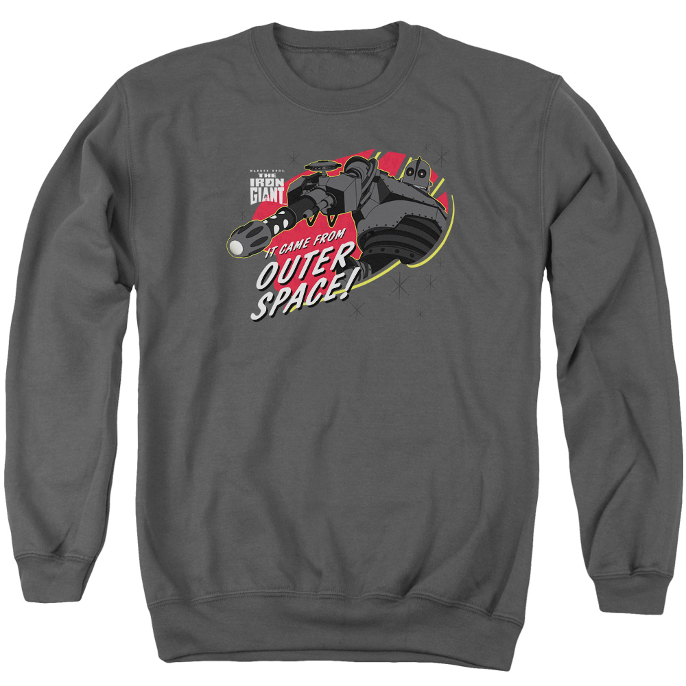 WBM211-AS-2 Iron Giant Outer Space Adult Crewneck Sweatshirt, Charcoal - Medium