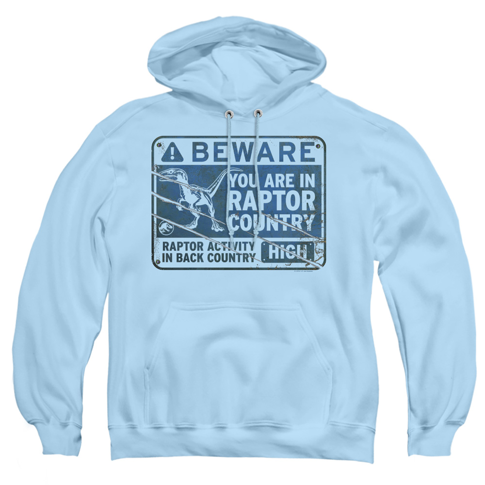 UNI2251-AFTH-2 Jurassic World Raptor Sign Adult Pullover Hoodie, Light Blue - Medium