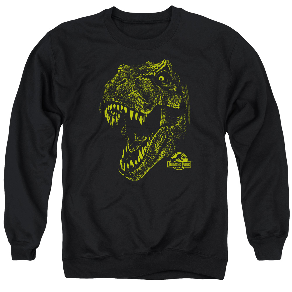 UNI178-AS-2 Jurassic Park Rex Mount Adult Crewneck Sweatshirt, Black - Medium