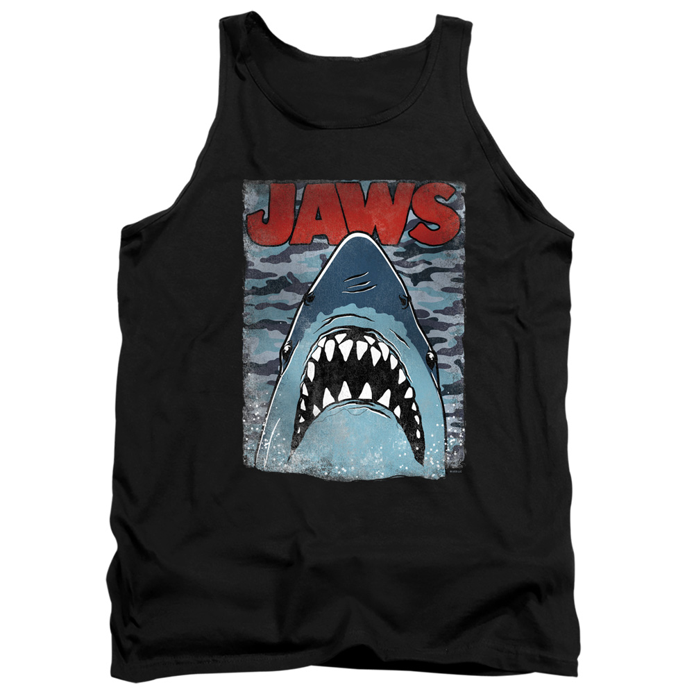 UNI1712-TK-4 Jaws Camo Adult Tank Top, Black - Extra Large