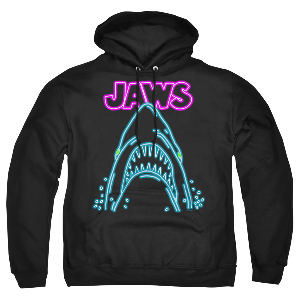 UNI1713-AFTH-5 Jaws Neon Adult Pullover Hoodie, Black - 2X