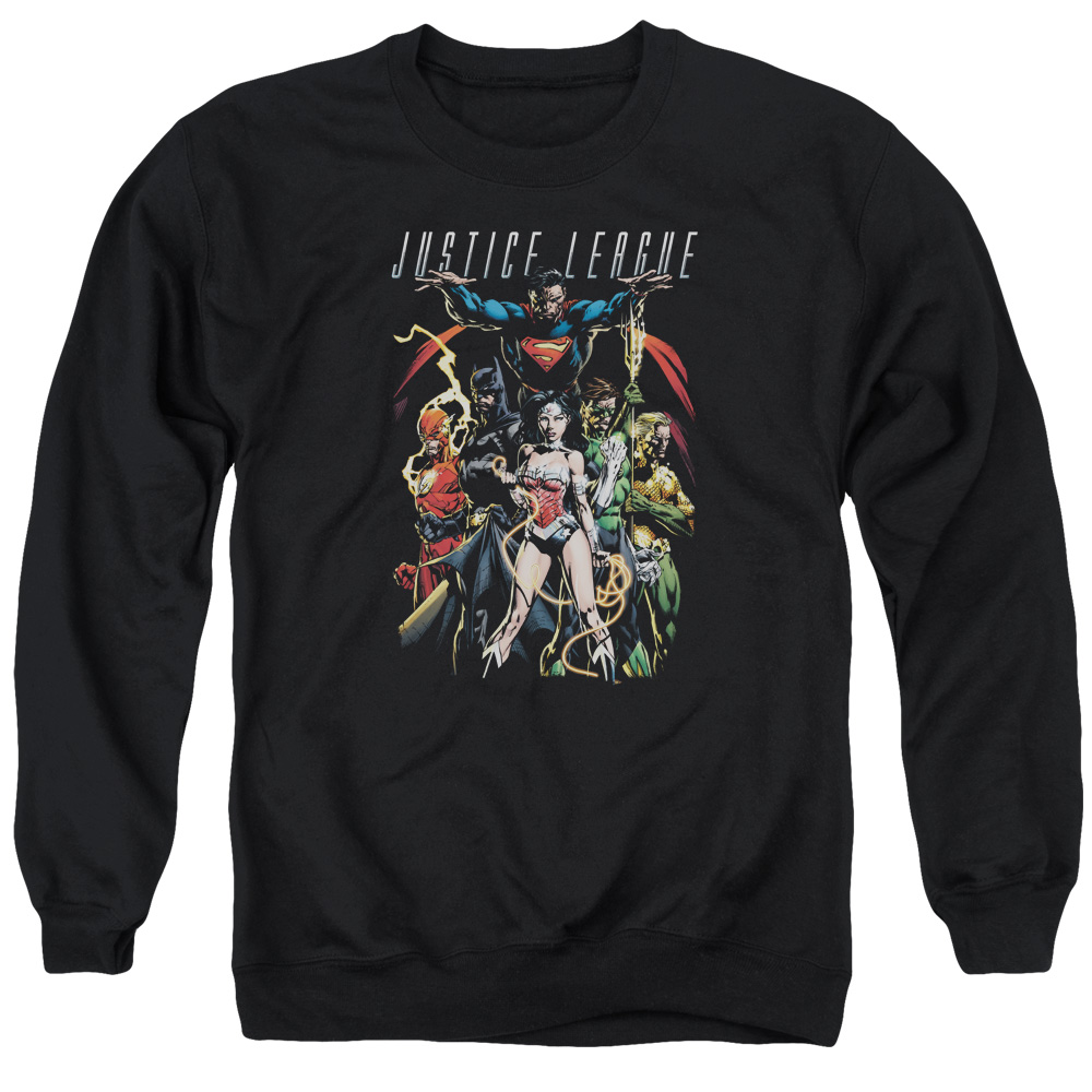 JLA416-AS-2 JLA Dark Days Adult Crewneck Sweatshirt, Black - Medium