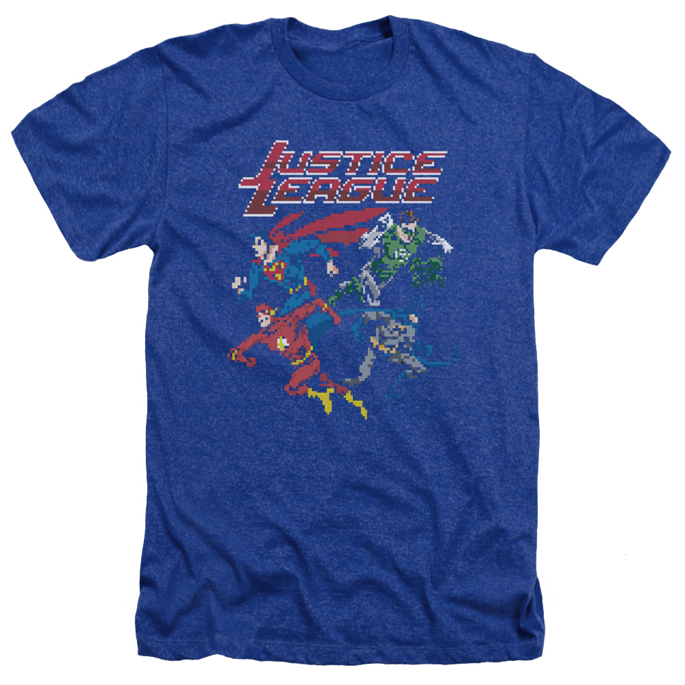 JLA434B-HA-6 JLA Pixel League Adult Regular Fit Heather Short Sleeve T-Shirt, Royal - 3X -  Trevco Sportswear