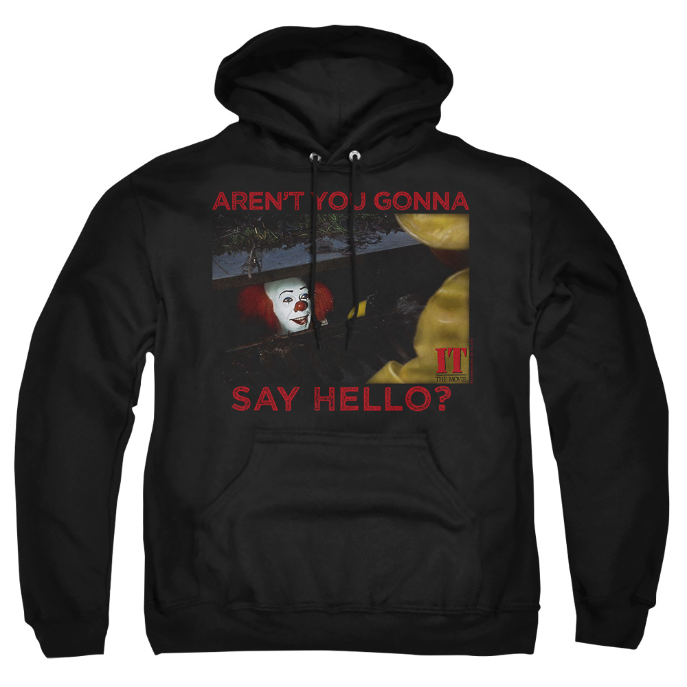 WBM875-AFTH-1 It 1990 Hello Adult Pullover Hoodie, Black - Small
