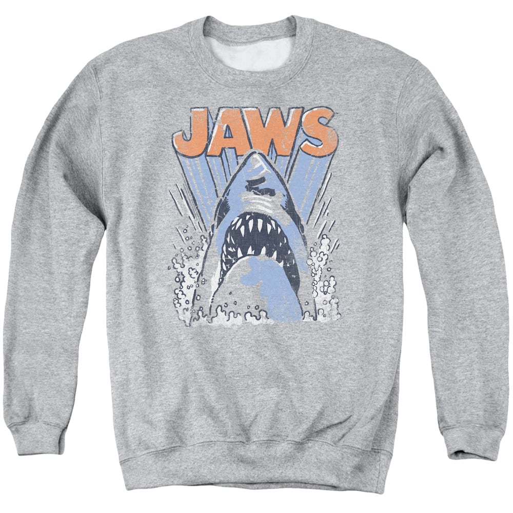UNI720-AS-4 Jaws Comic Splash Adult Crewneck Sweatshirt, Athletic Heather - Extra Large