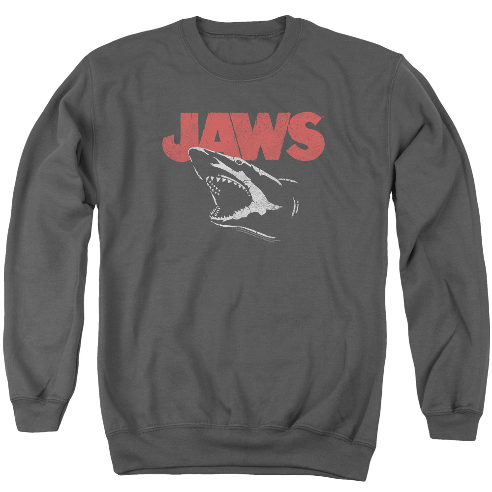 UNI723-AS-2 Jaws Cracked Jaw Adult Crewneck Sweatshirt, Charcoal - Medium
