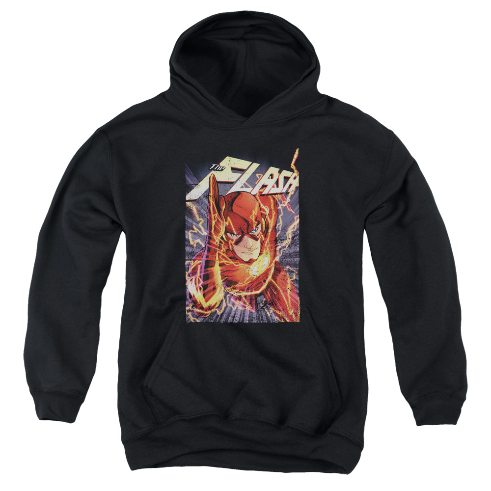JLA680-YFTH-3 JLA Flash One Youth Hooded Sweatshirt, Black - Large