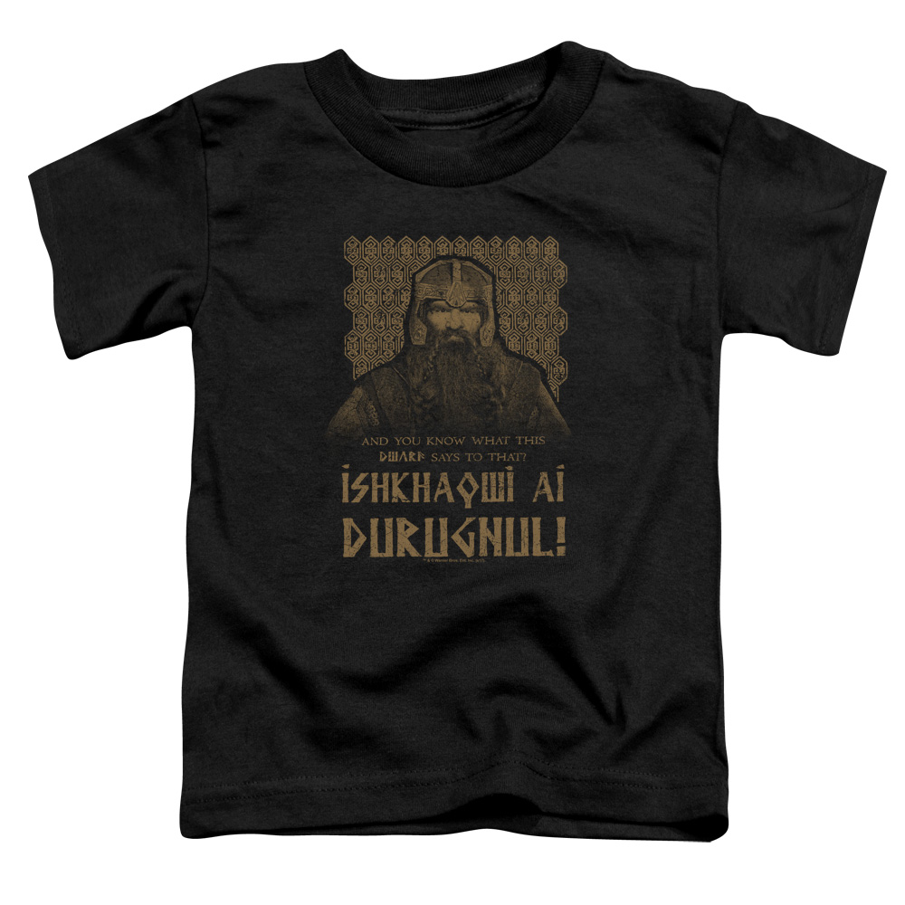 LOR1051-KT-1 Lord of The Rings Ishkhaqwi Durugnul Toddler Short Sleeve T-Shirt, Black - Large 4T