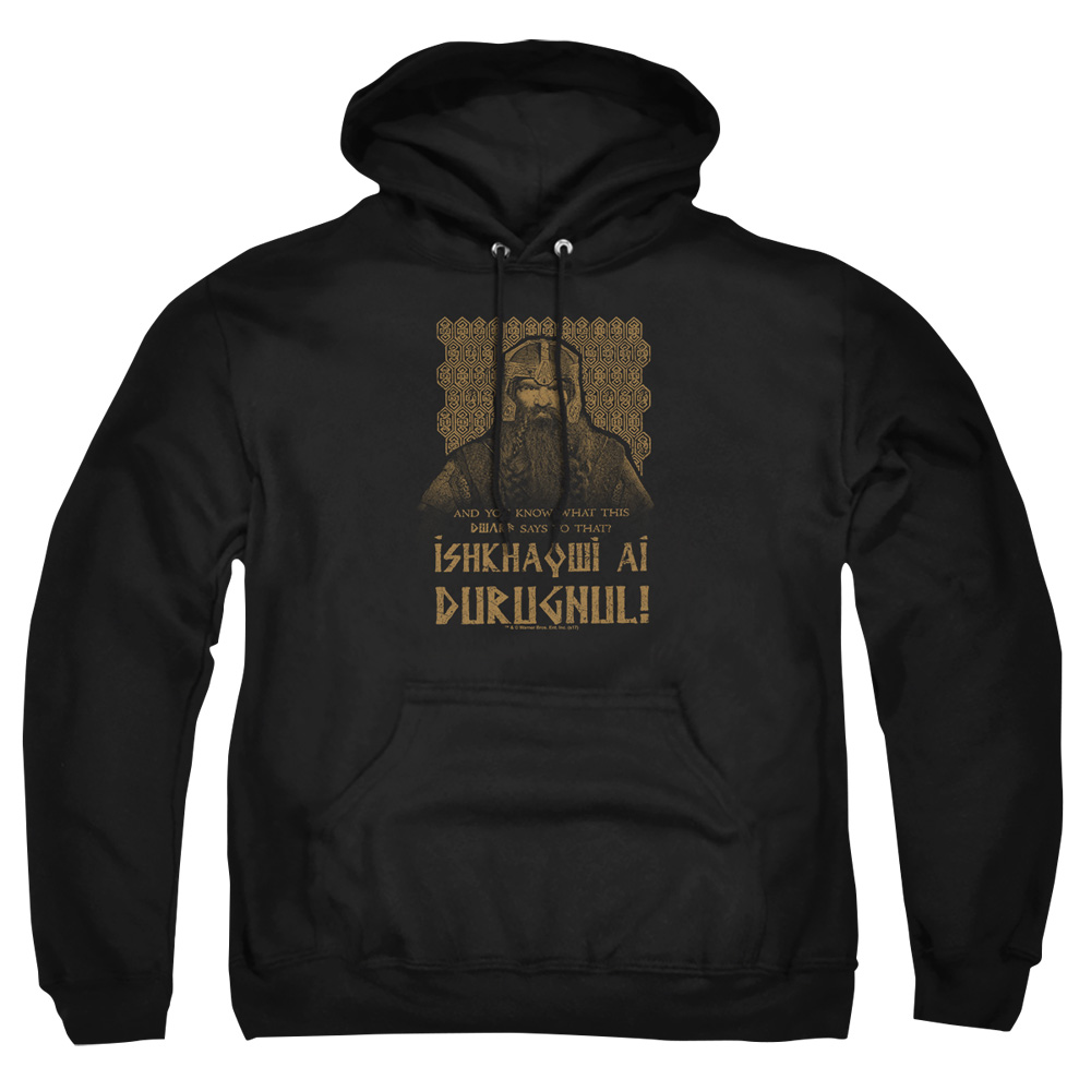 LOR1051-AFTH-2 Lord of The Rings Ishkhaqwi Durugnul Adult Pullover Hoodie, Black - Medium