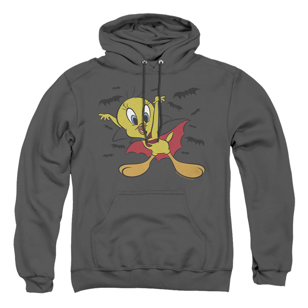 LT163-AFTH-2 Looney Tunes Vampire Tweety Adult Pullover Hoodie, Charcoal - Medium