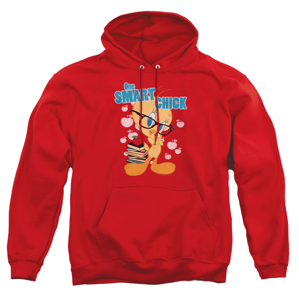 LT168-AFTH-2 Looney Tunes One Smart Chick Adult Pullover Hoodie, Red - Medium