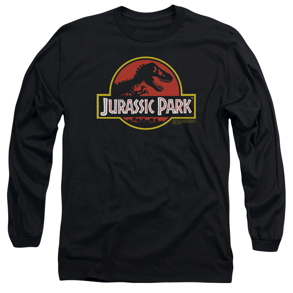 UNI907-AL-5 Jurassic Park Classic Logo Adult Long Sleeve T-Shirt, Black - 2X