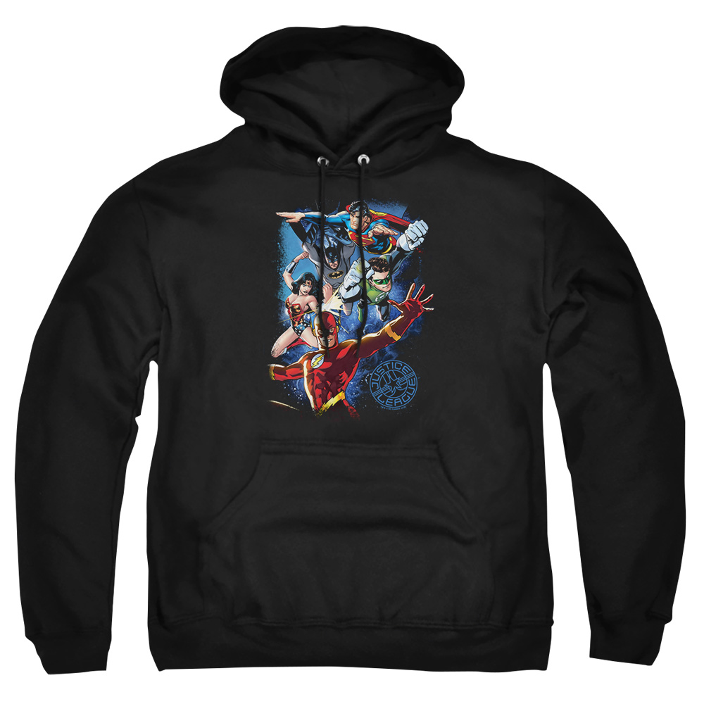 JLA251-AFTH-8 JLA Galactic Attack Color Adult Pullover Hoodie, Black - 5X