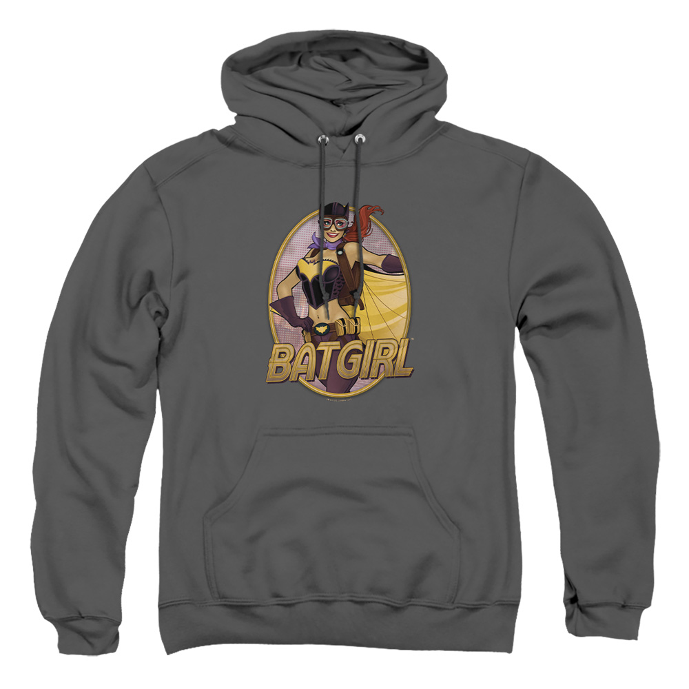 JLA648-AFTH-2 JLA Batgirl Bombshell Adult Pullover Hoodie, Charcoal - Medium
