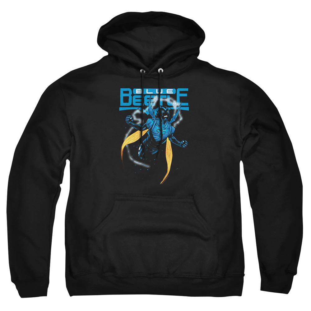 JLA698-AFTH-7 JLA Blue Beetle Adult Pullover Hoodie, Black - 4X