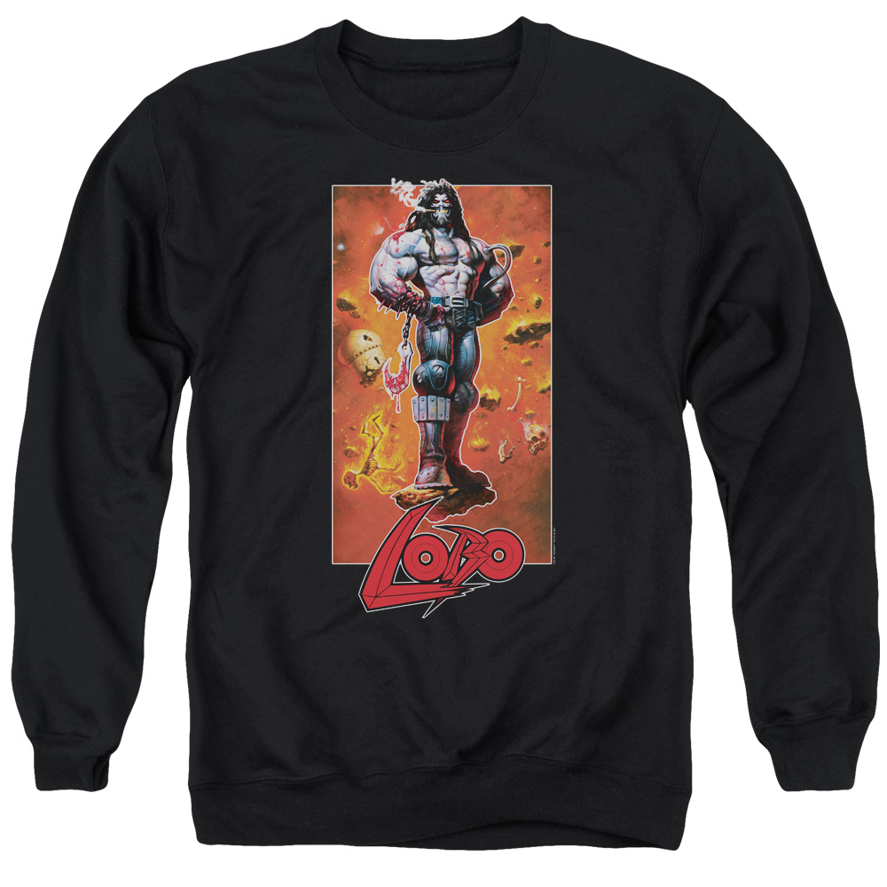 JLA859-AS-2 JLA Lobo Pose Adult Crewneck Sweatshirt, Black - Medium