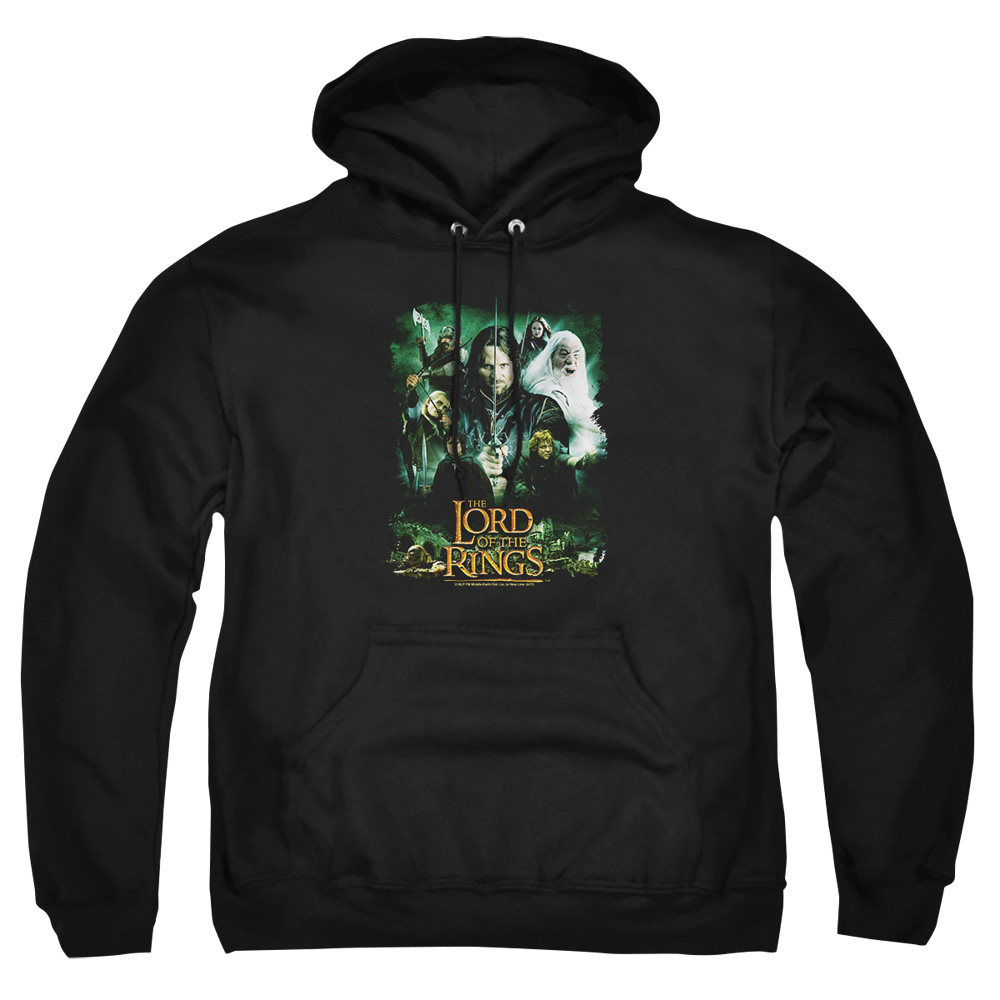 LOR1043-AFTH-6 Lord of The Rings Hero Group Adult Pullover Hoodie, Black - 3X