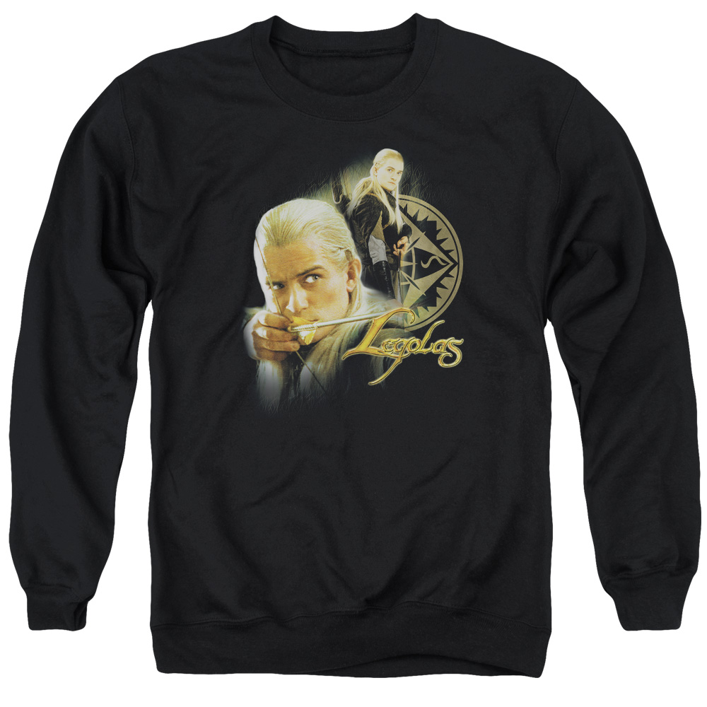 LOR1016-AS-6 Lord of The Rings Legolas Adult Crewneck Sweatshirt, Black - 3X