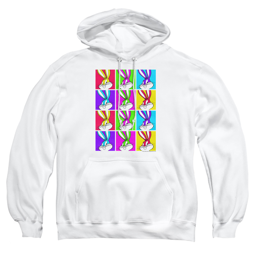 LT244-AFTH-2 Looney Tunes Bugs Tiles Adult Pullover Hoodie, White - Medium