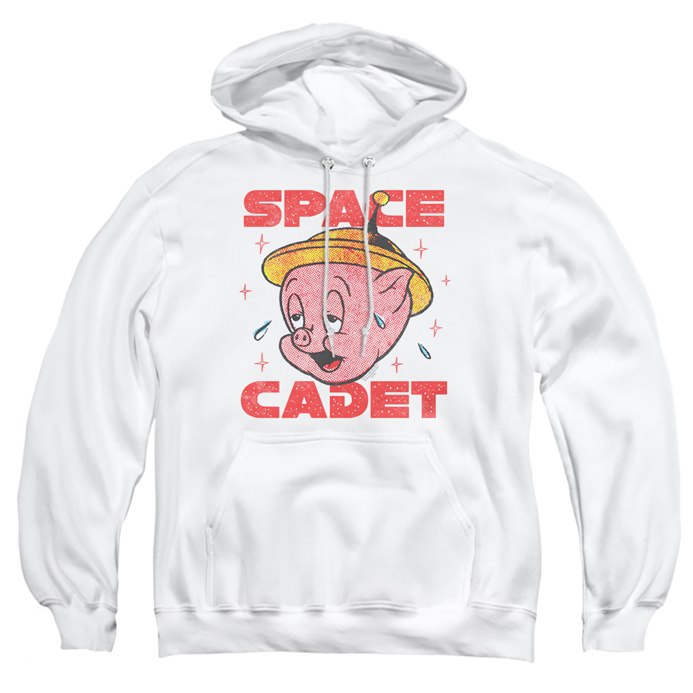 LT248-AFTH-3 Looney Tunes Space Ghost Adult Pullover Hoodie, White - Large