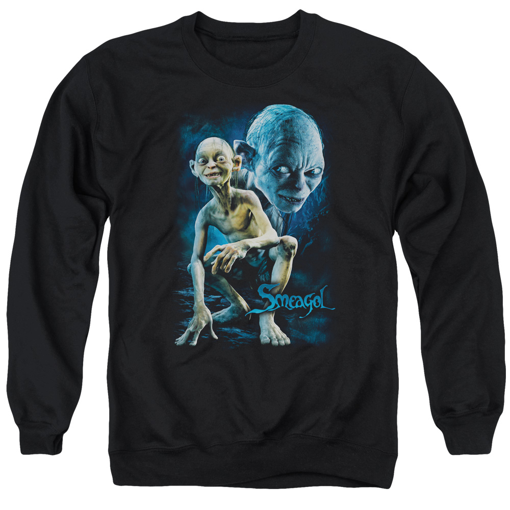 LOR3017-AS-5 Lord of The Rings Smeagol Adult Crewneck Sweatshirt, Black - 2X