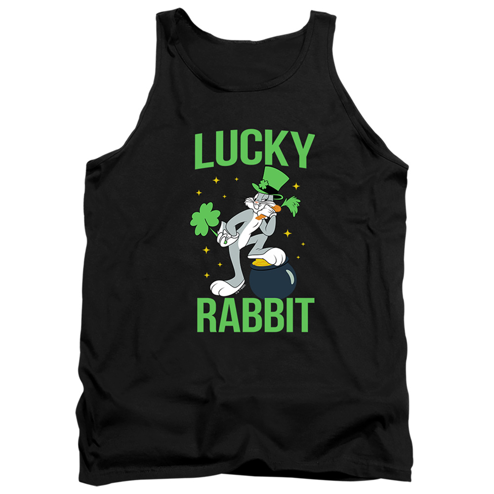 LT10056SPD-TK-1 Looney Tunes Bugs Bunny St. Patricks Lucky Rabbit Adult Tank Top, Black - Small
