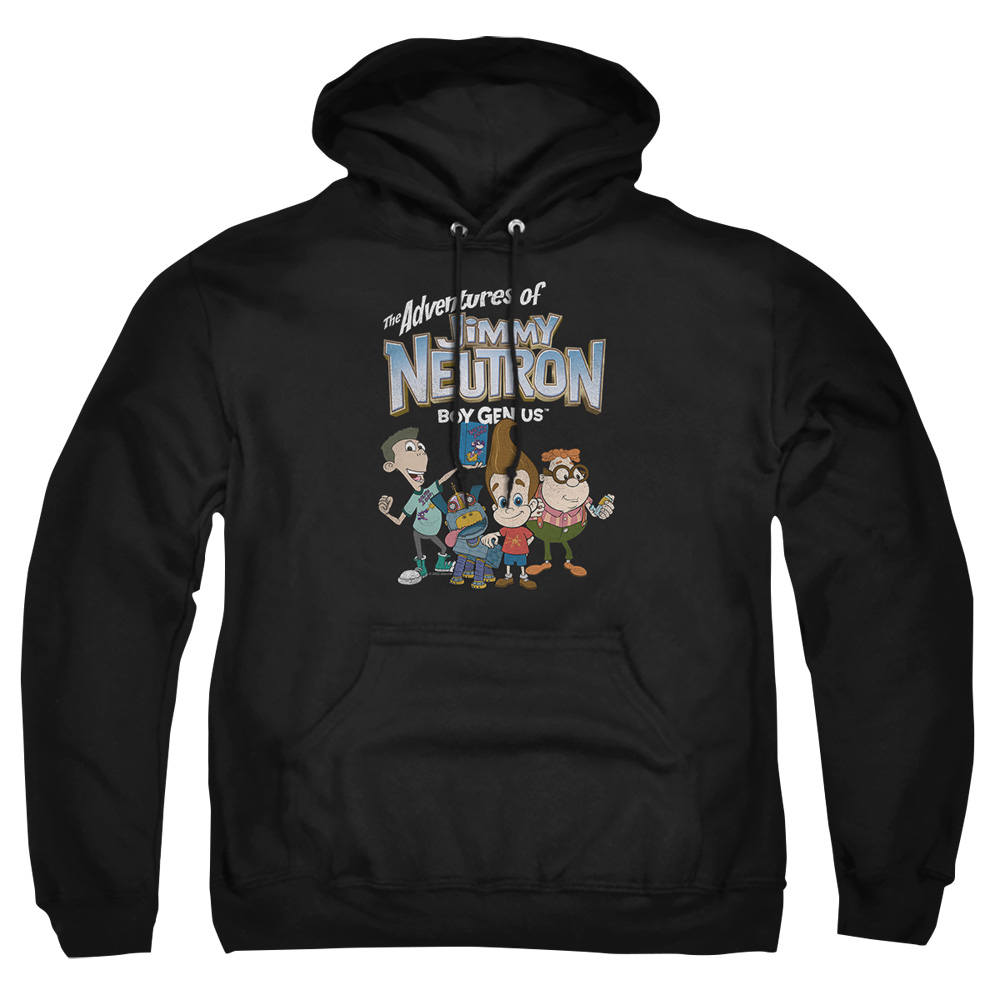 NICK804-AFTH-1 Jimmy Neutron Group Adult Pullover Hoodie, Black - Small