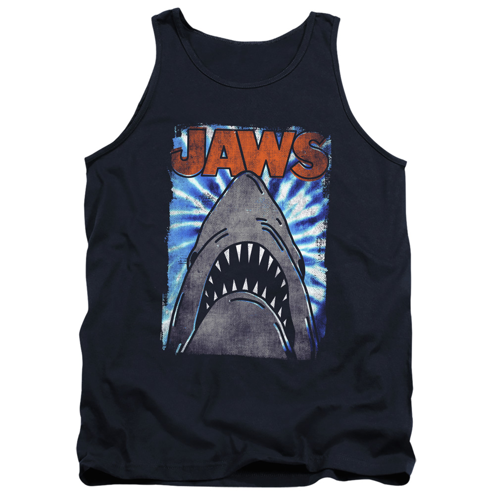 UNI1706-TK-4 Jaws Ocean Tie Dye Adult Tank Top, Navy - Extra Large