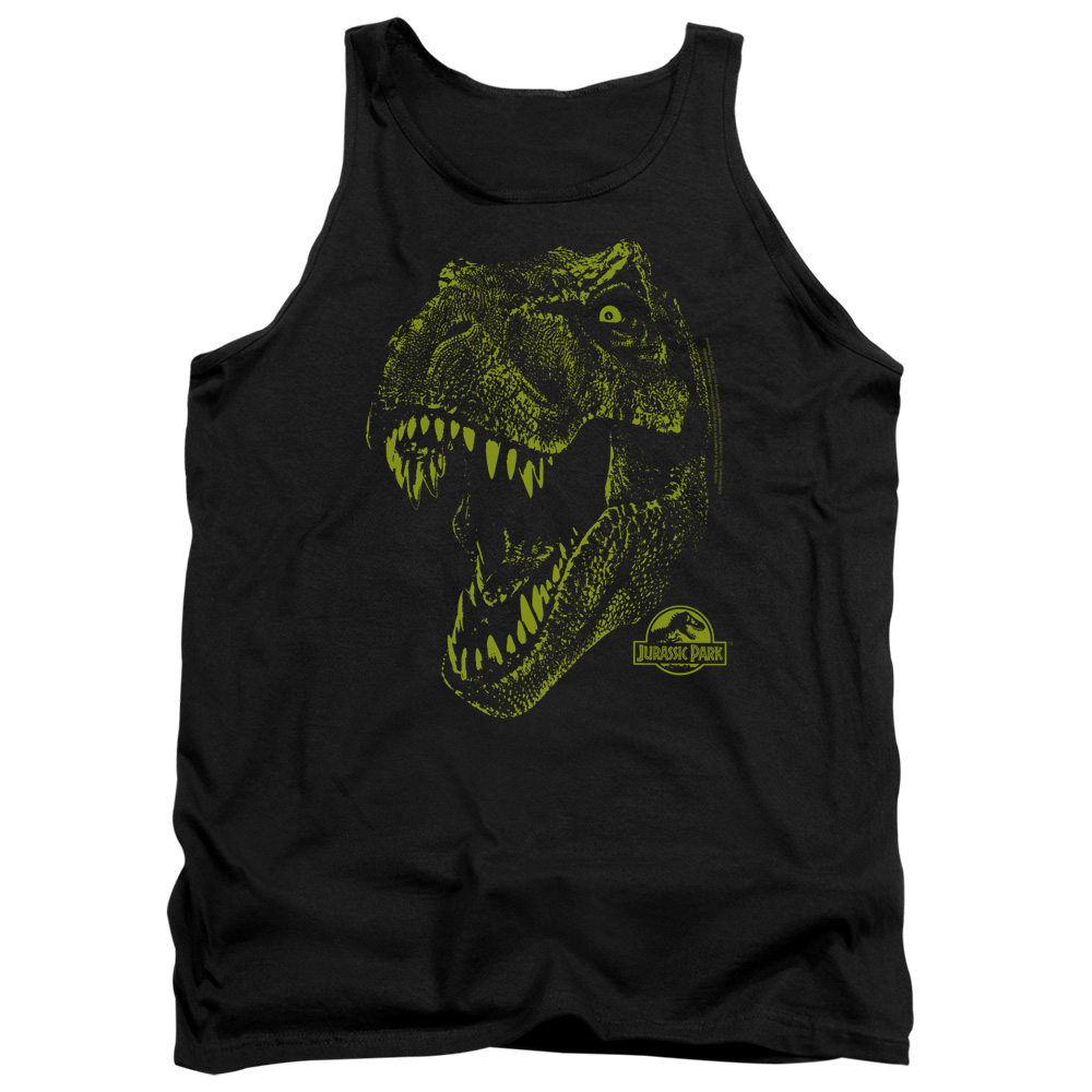 UNI178-TK-5 Jurassic Park Rex Mount Adult Tank Top, Black - 2X