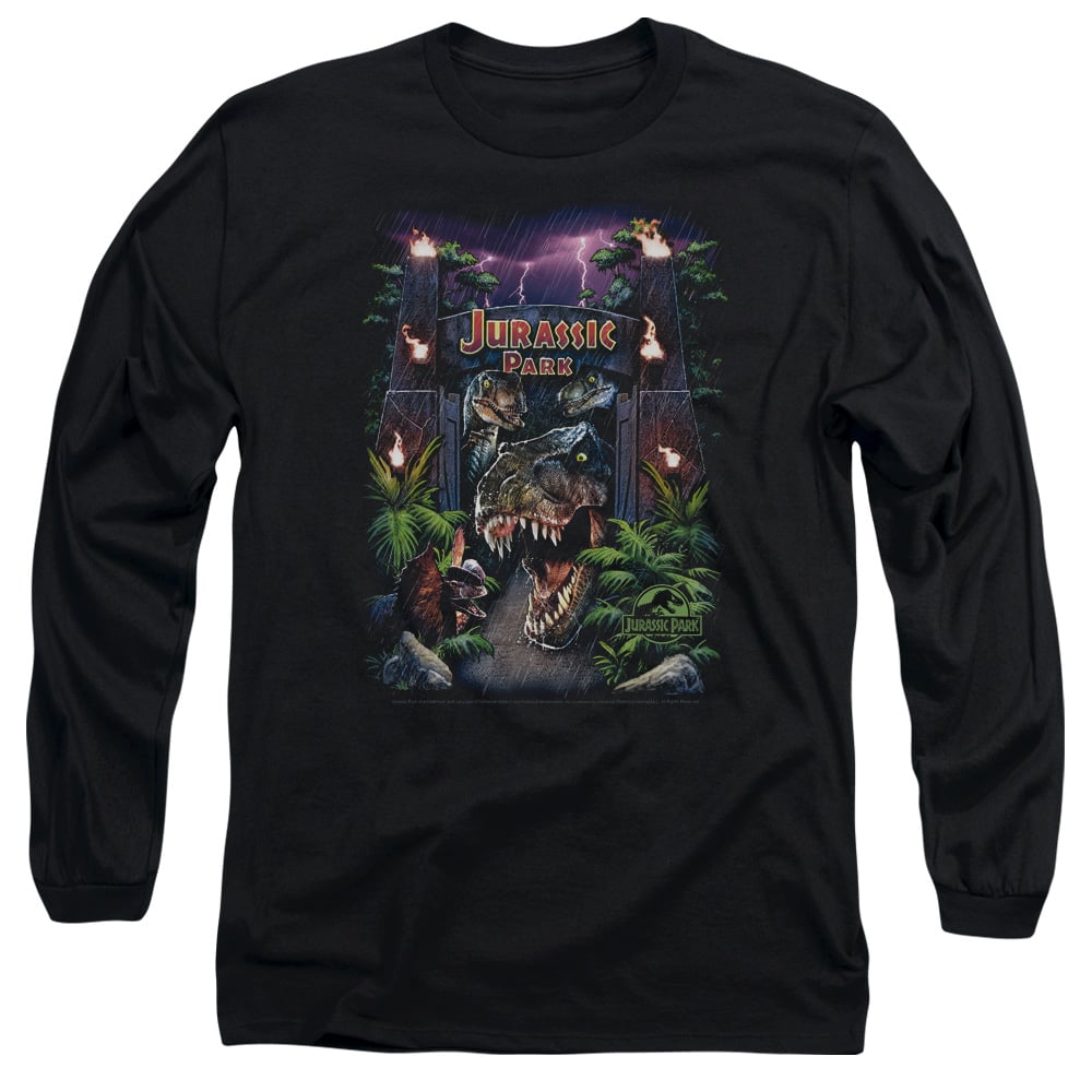 UNI282-AL-2 Jurassic Park Welcome to The Park Adult Long Sleeve T-Shirt, Black - Medium