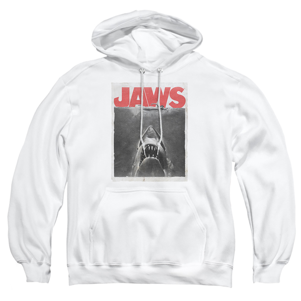 UNI725-AFTH-2 Jaws Classic Fear Adult Pullover Hoodie, White - Medium