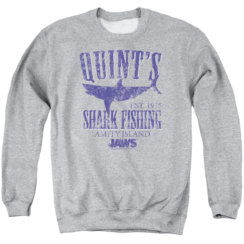 UNI413-AS-3 Jaws Quints Adult Crewneck Sweatshirt, Athletic Heather - Large