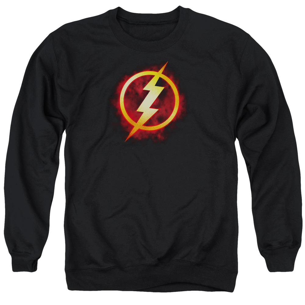 JLA679-AS-2 JLA Flash Title Adult Crewneck Sweatshirt, Black - Medium