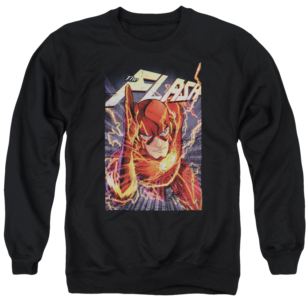 JLA680-AS-2 JLA Flash One Adult Crewneck Sweatshirt, Black - Medium