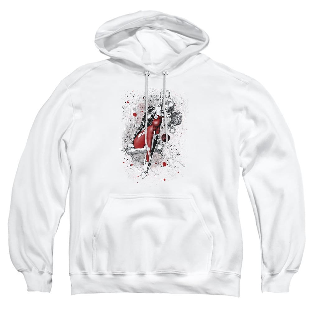 JLA689-AFTH-4 JLA Harley Sketch Adult Pullover Hoodie, White - Extra Large