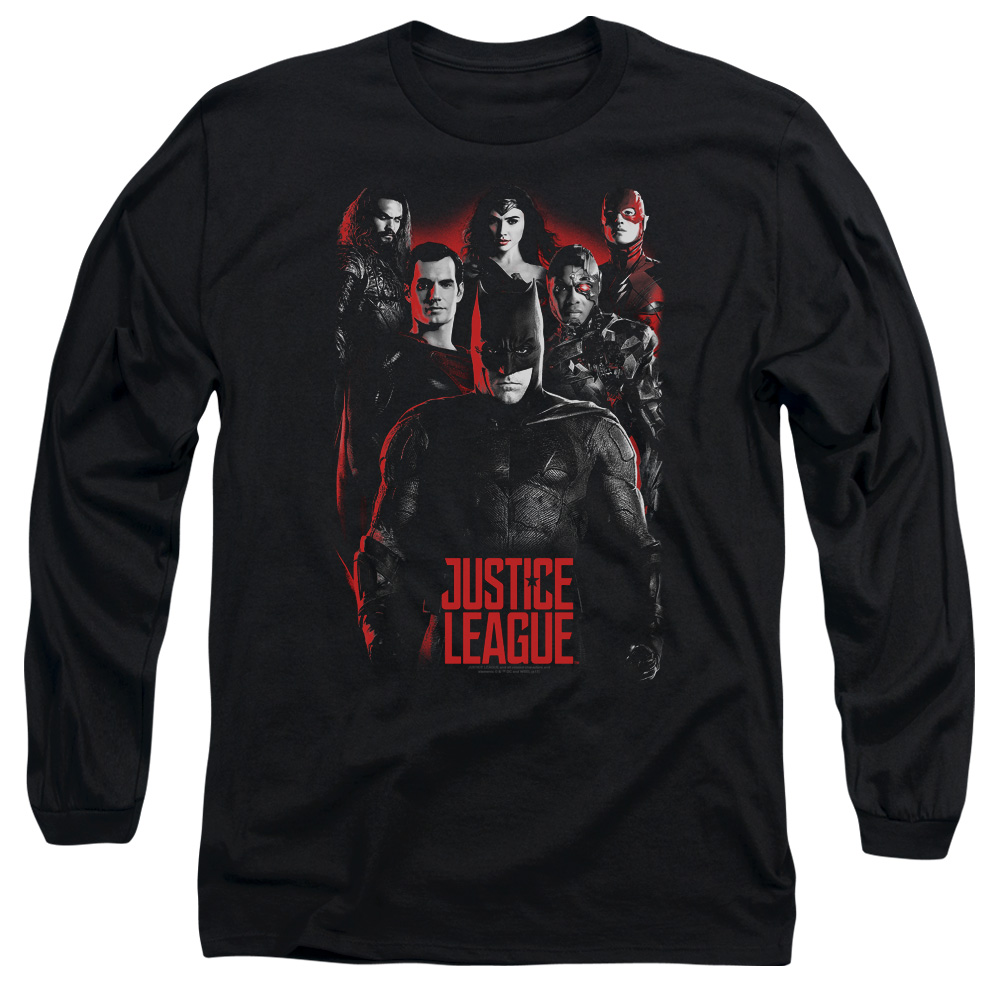 JLM108-AL-5 Justice League Movie The League Adult Long Sleeve T-Shirt, Black - 2X