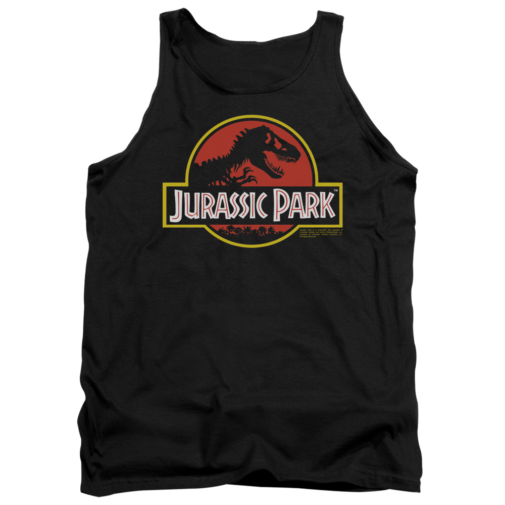 UNI907-TK-2 Jurassic Park Classic Logo Adult Tank Top, Black - Medium