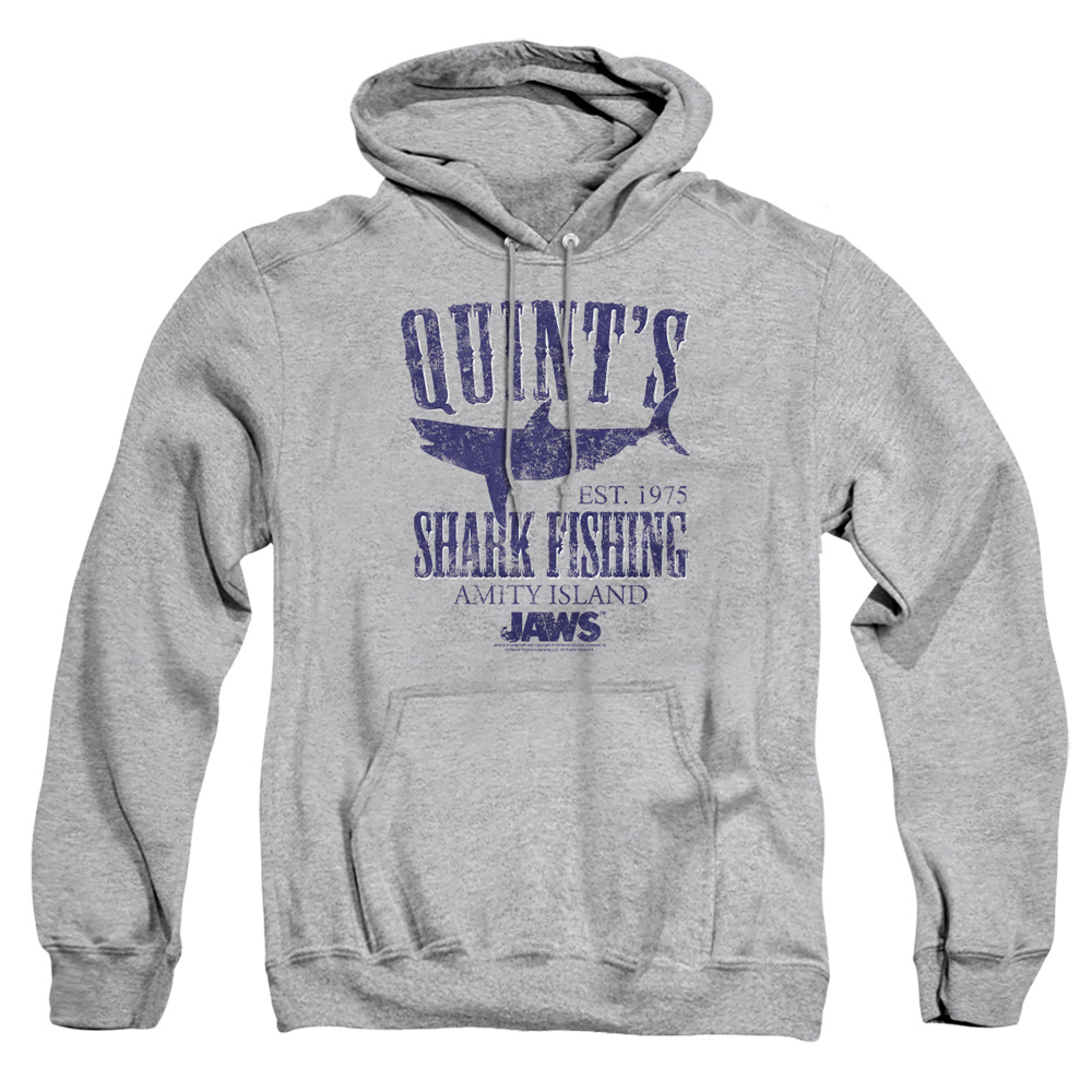 UNI413-AFTH-1 Jaws Quints Adult Pullover Hoodie, Athletic Heather - Small