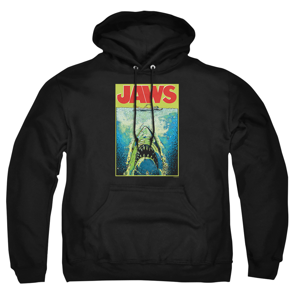 UNI727-AFTH-2 Jaws Bright Adult Pullover Hoodie, Black - Medium