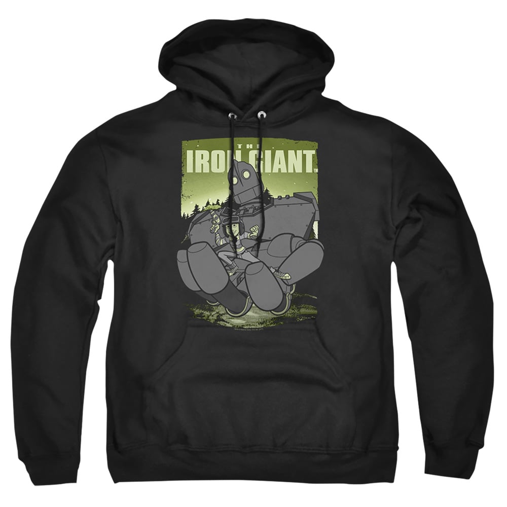 WBM444-AFTH-1 Iron Giant Helping Hand Adult Pullover Hoodie, Black - Small