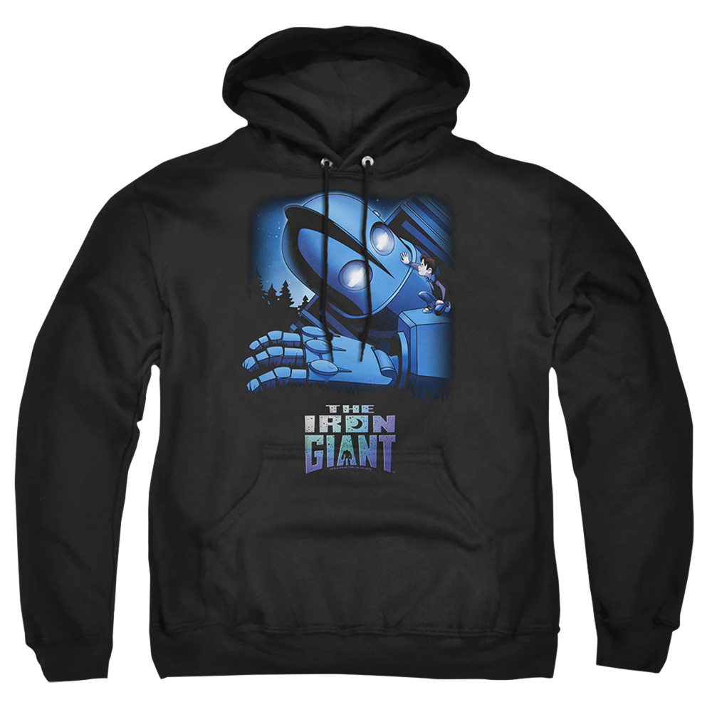 WBM439-AFTH-2 Iron Giant & Hogarth Adult Pullover Hoodie, Black - Medium