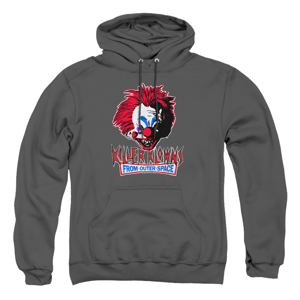 MGM331-AFTH-5 Killer Klowns From Outer Space Rough Clown Adult Pullover Hoodie, Charcoal - 2X
