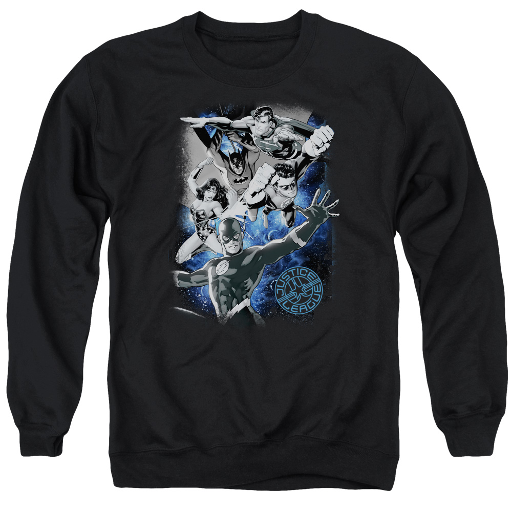 JLA139-AS-2 JLA Galactic Attack Nebula Adult Crewneck Sweatshirt, Black - Medium