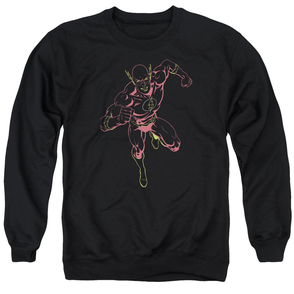 JLA345-AS-2 JLA Neon Flash Adult Crewneck Sweatshirt, Black - Medium