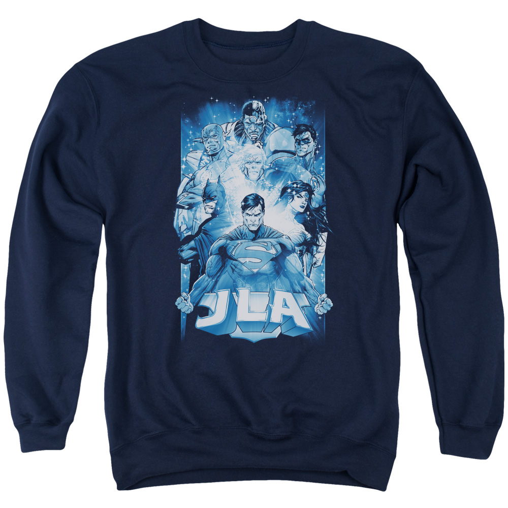 JLA378-AS-2 JLA Burst Adult Crewneck Sweatshirt, Navy - Medium