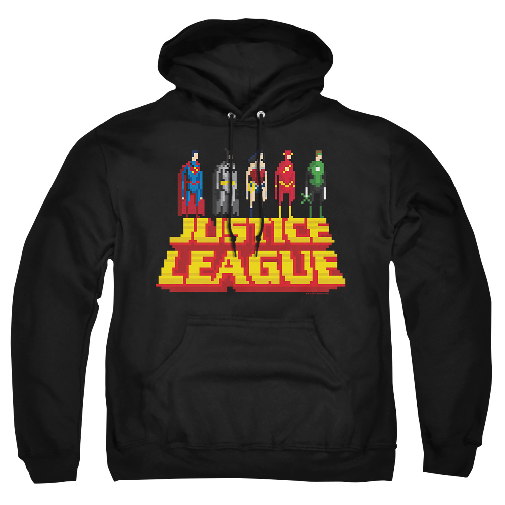 JLA492-AFTH-8 JLA Standing Above Adult Pullover Hoodie, Black - 5X